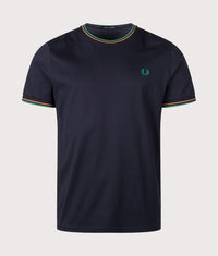 Regular Fit Twin Tipped T-Shirt: 86B Navy/Dark Caramel/Sport Green 