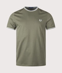 Regular Fit Twin Tipped T-Shirt: 87B Laurel Wreath Green/Ecru/Dusky Blue 
