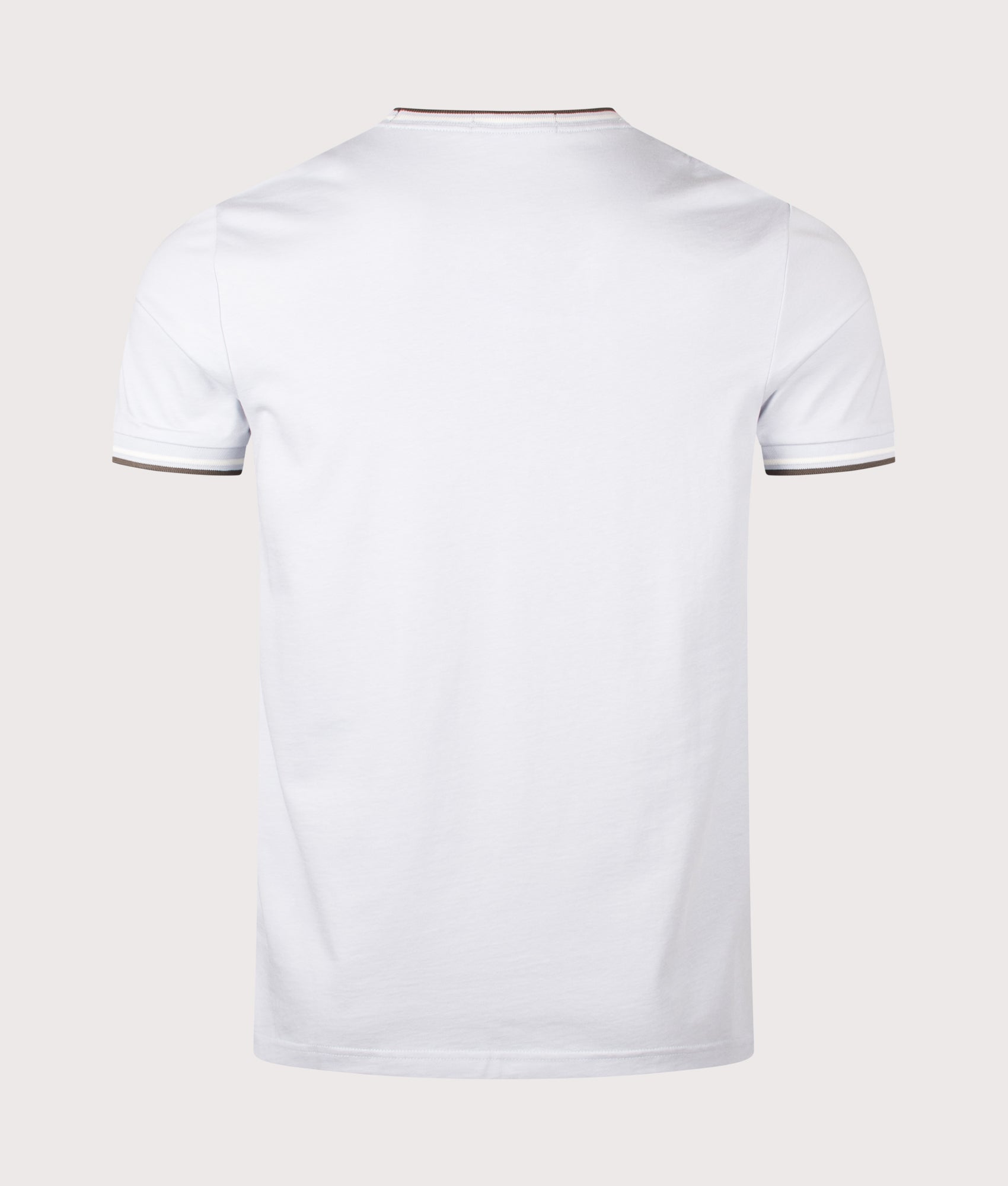Fred Perry Twin Tipped T-Shirt in Dusky Blue, Ecru and Laurel Wreath Green at EQVVS Menswear. Back shot.