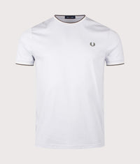 Twin Tipped T-Shirt: 80B Dusky Blue/Ecru/Laurel Wreath Green 