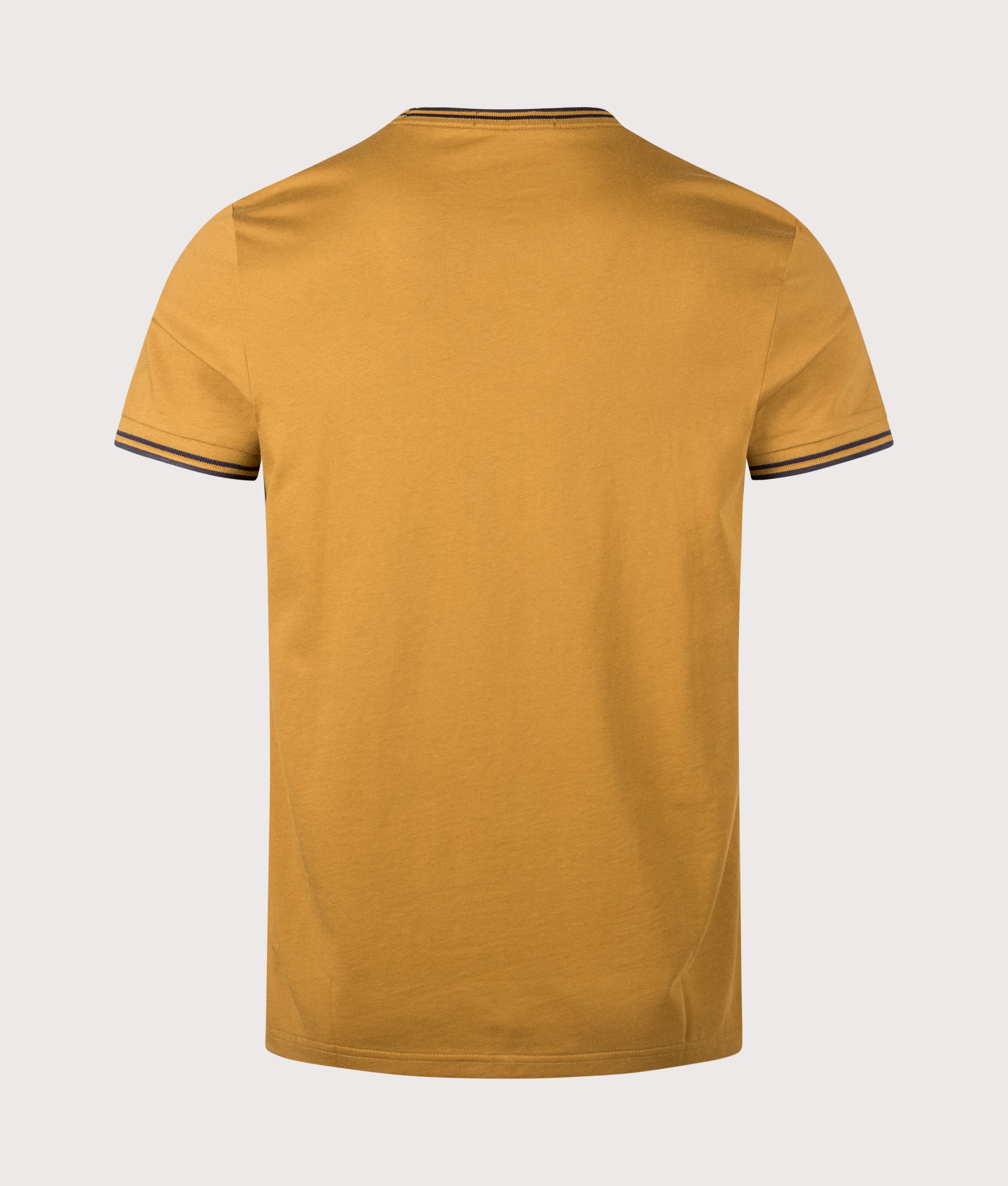 Fred Perry Twin Tipped T-Shirt in Dark Caramel and Navy at EQVVS Menswear. Back shot.
