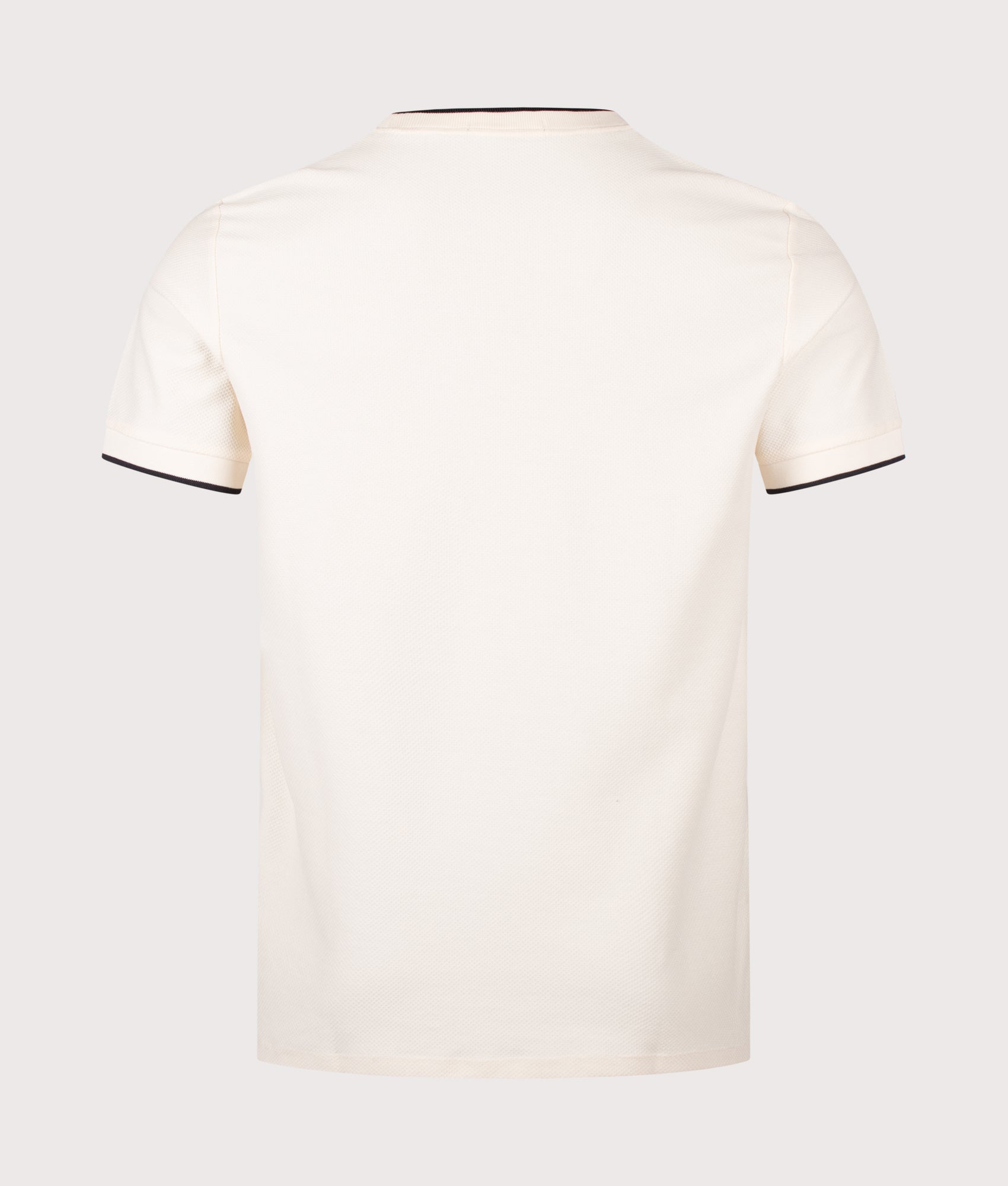 Fred Perry Pocket Detail Piqué T-Shirt in  Ecru at EQVVS Menswear. Back shot.