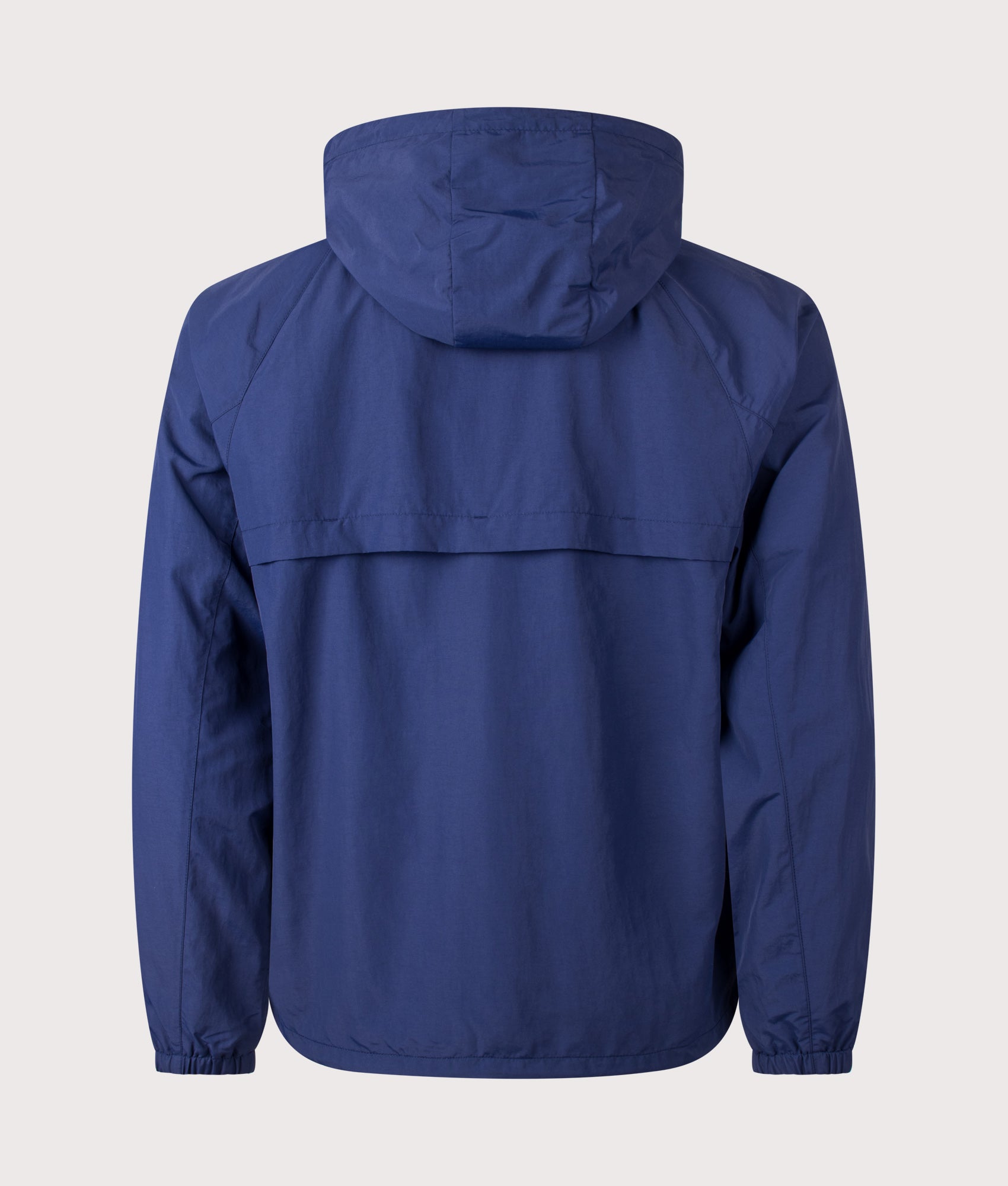 Fred Perry Hooded Shell Jacket in French Navy at EQVVS Menswear. Back shot.