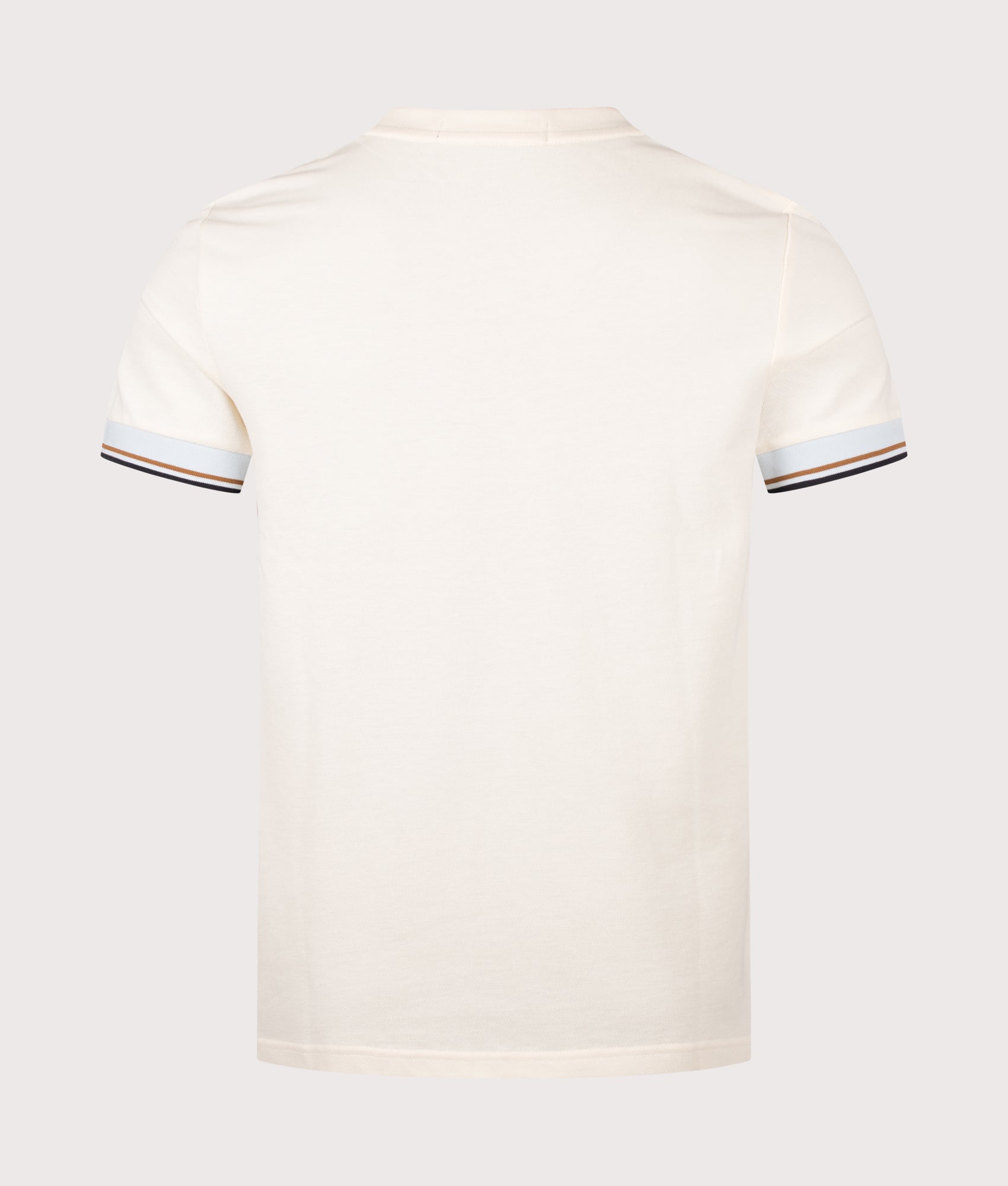 Fred Perry Twin Tipped Cuff T-Shirt in Ecru at EQVVS Menswear. Back shot.