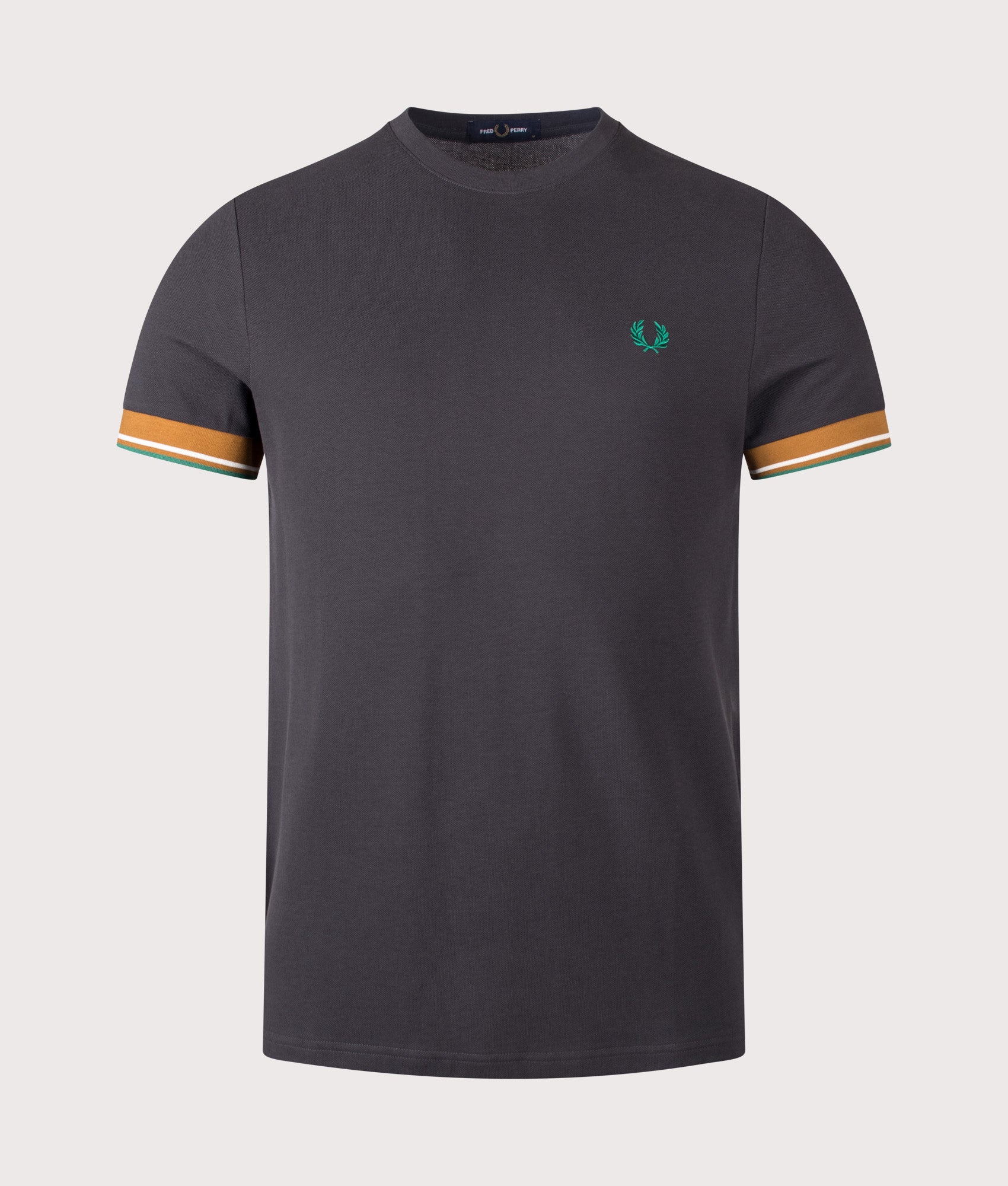Fred Perry Twin Tipped Cuff T-Shirt in Anchor Grey at EQVVS Menswear. Front shot.
