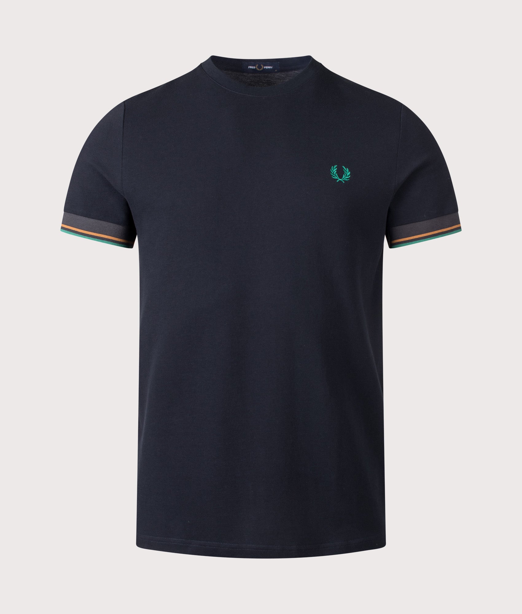 Fred Perry Twin Tipped Cuff T-Shirt in Navy at EQVVS Menswear. Front shot.