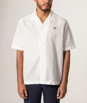 Relaxed Fit Linen Blend Revere Collar Shirt White | Fred Perry | EQVVS