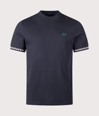Regular Fit Jacquard Cuff T-Shirt: 608 Navy 