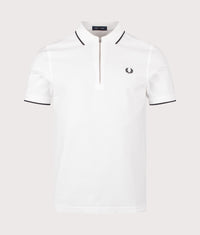 Crepe Piqué Polo Shirt: 129 Snow White 
