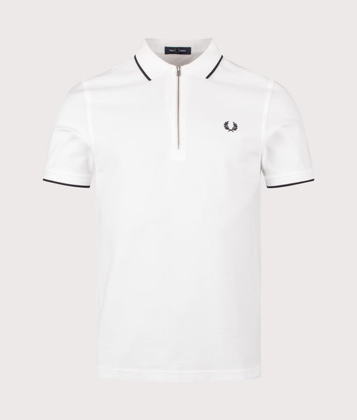 Regular Fit Crepe Piqué Polo Shirt in Snow White | Fred Perry | EQVVS