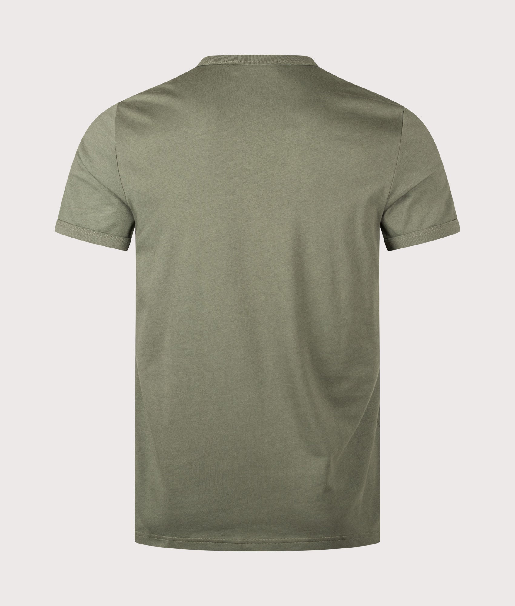 Fred Perry Ringer T-Shirt in Laurel Wreath Green at EQVVS Menswear. Back shot.