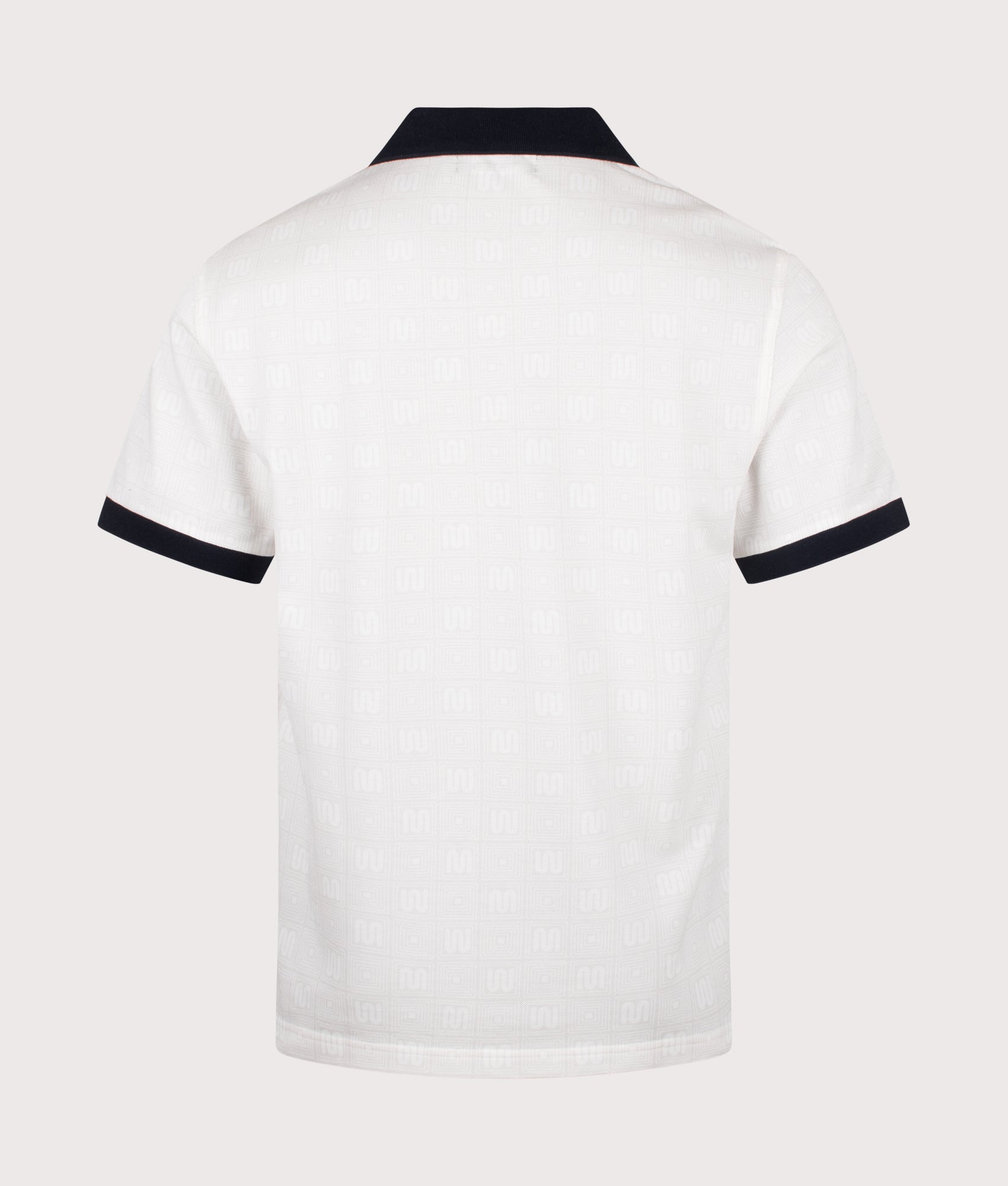 Meyba Printed Polo Shirt in Ecru by Fred Perry. Shot by EQVVS. Back shot.
