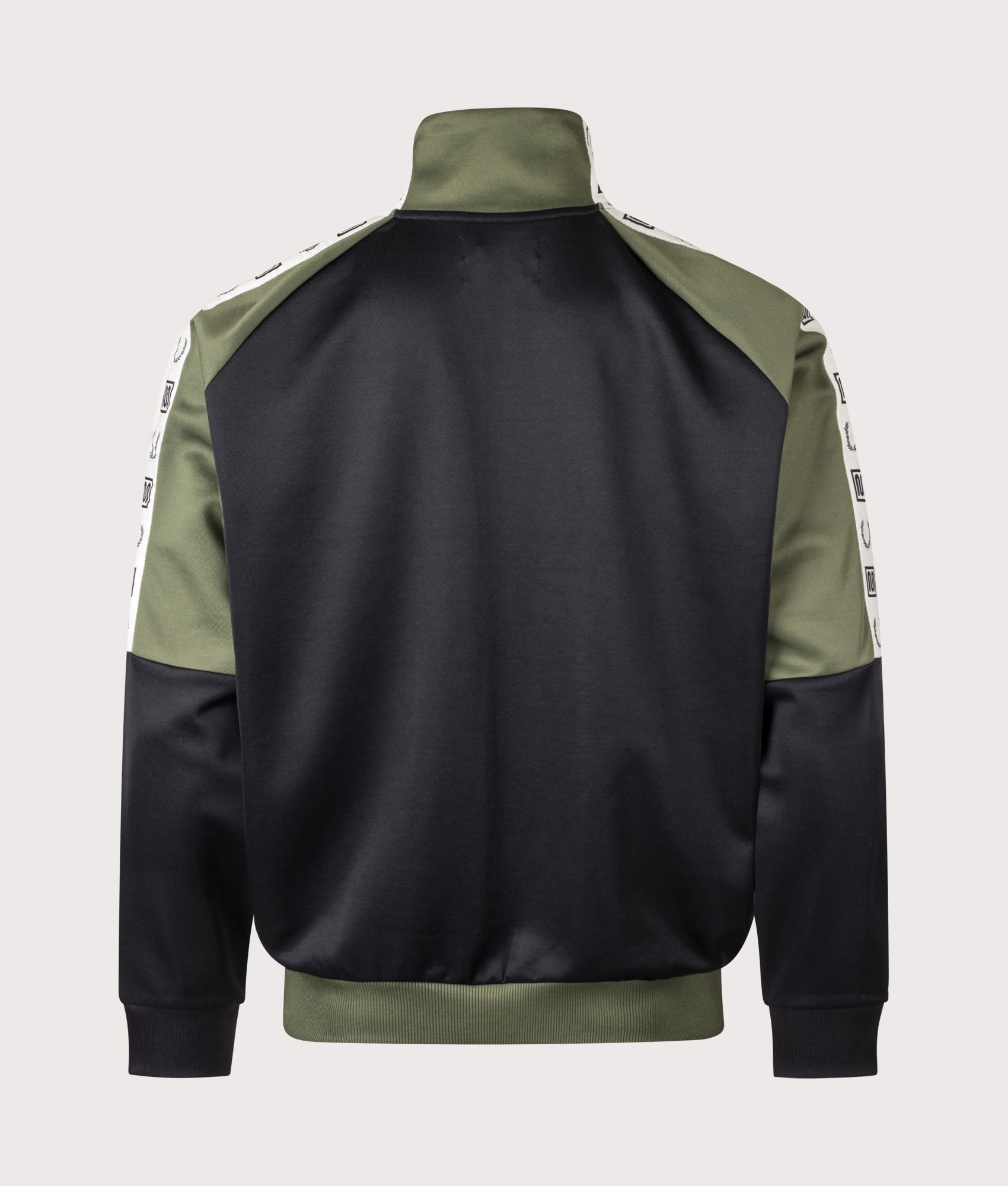 Meyba Taped Raglan Track Jacket in Black by Fred Perry. Shot by EQVVS. Back shot.
