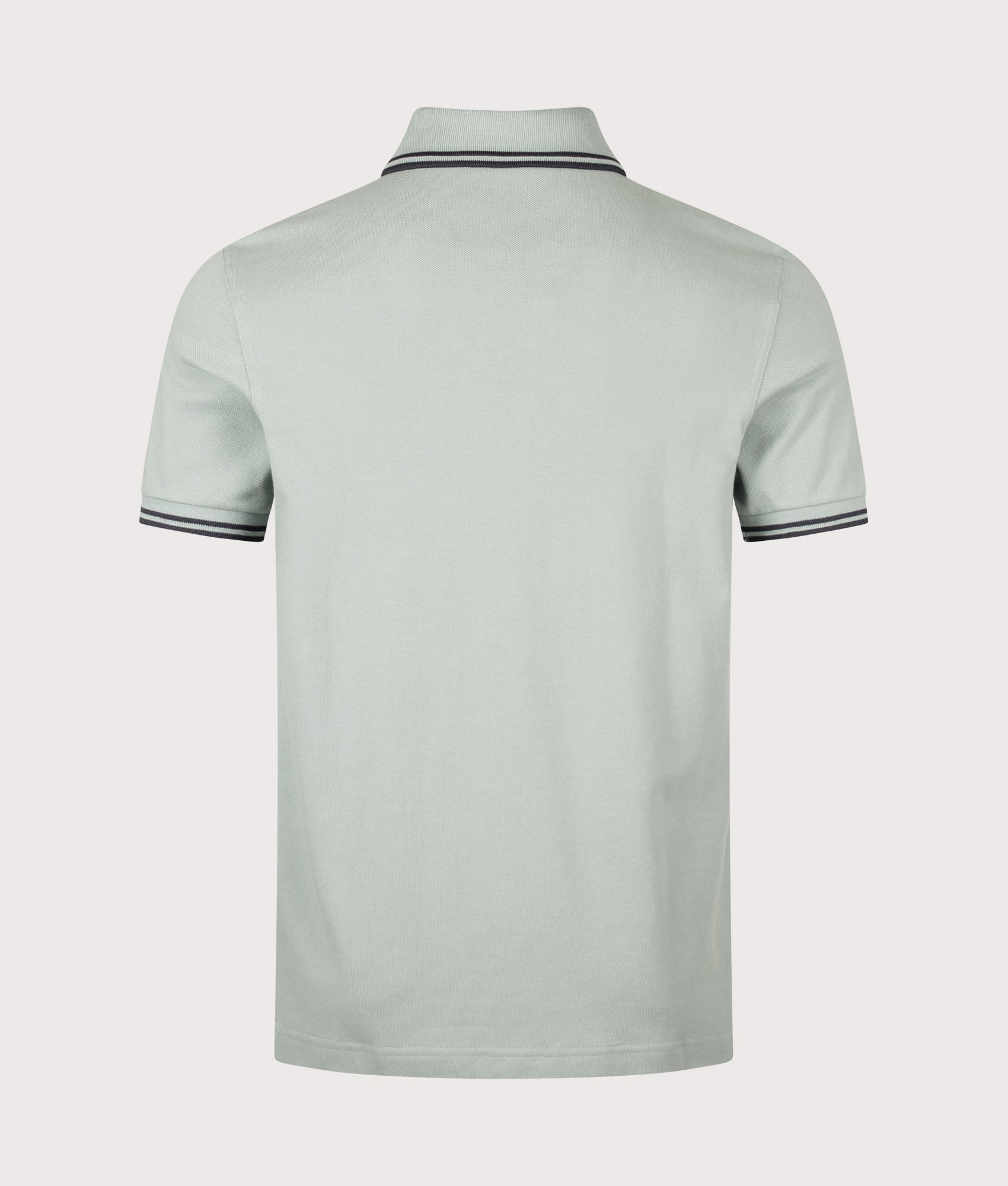 Fred Perry Twin Tipped Polo Shirt in Silver Blue and Dark Airforce at EQVVS Menswear. Back shot.