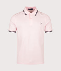 Regular Fit Twin Tipped Fred Perry Polo Shirt: 82C Iced Pink/Navy/Navy 
