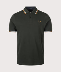 Regular Fit Twin Tipped Fred Perry Polo Shirt: 78C Night Green/Dusky Blue/Dark Caramel 