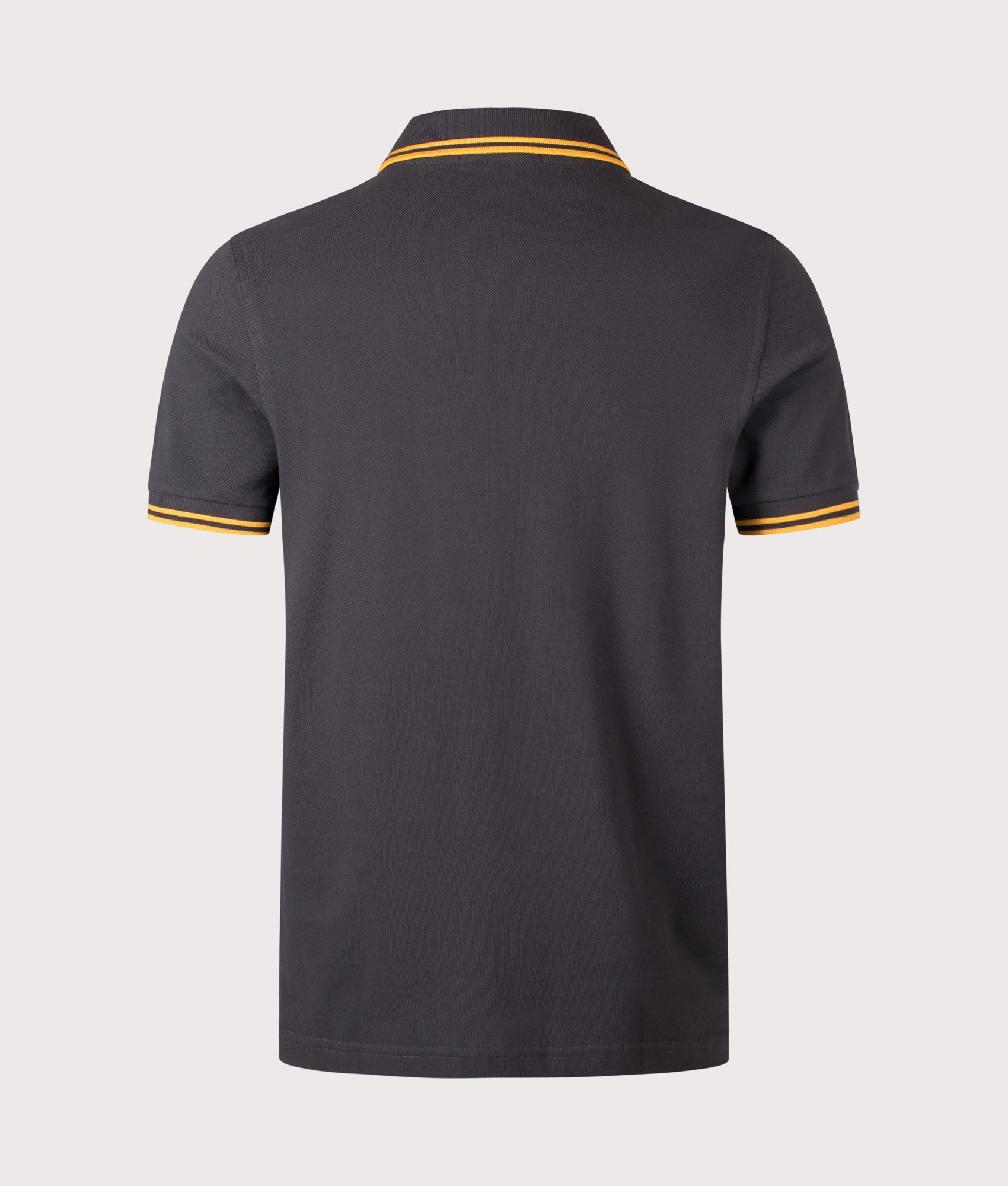Fred Perry Twin Tipped Polo Shirt in Anchor Grey and Golden colourway. Back shot.