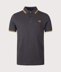 Regular Fit Twin Tipped Fred Perry Polo Shirt: 85C Anchor Grey/Golden 