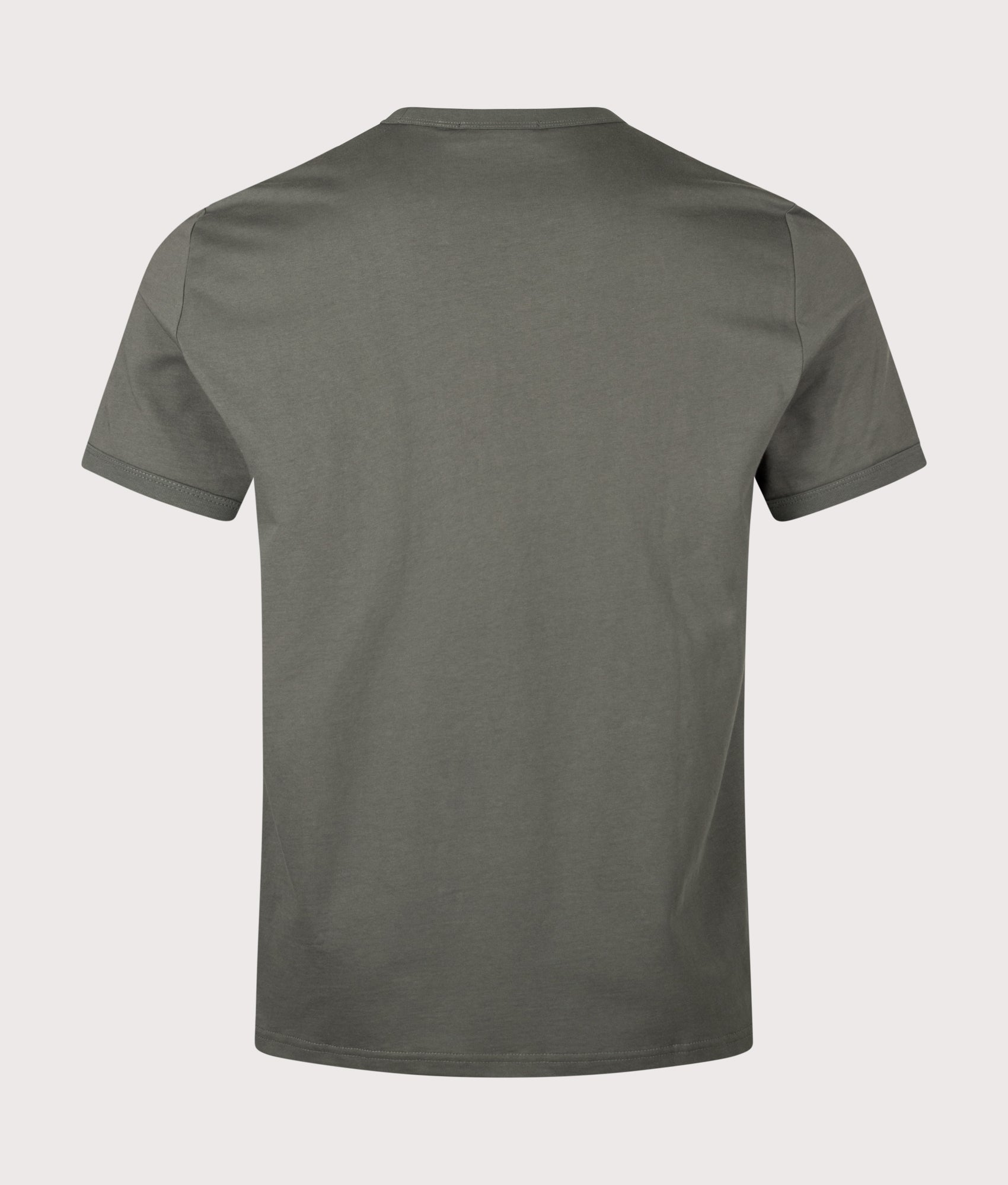 Fred Perry Regular Fit Ringer T-Shirt in Field Green at EQVVS Menswear. Back shot.