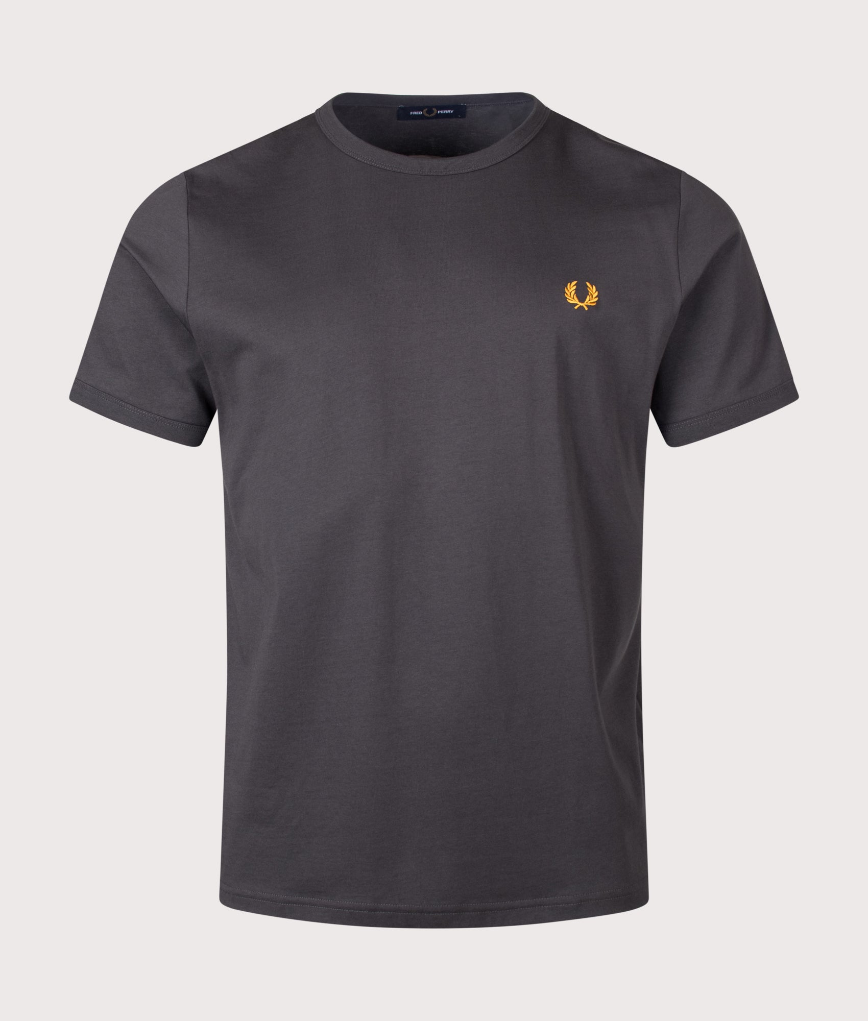 Fred Perry Regular Fit Ringer T-Shirt in Anchor Grey at EQVVS Menswear. Front shot.