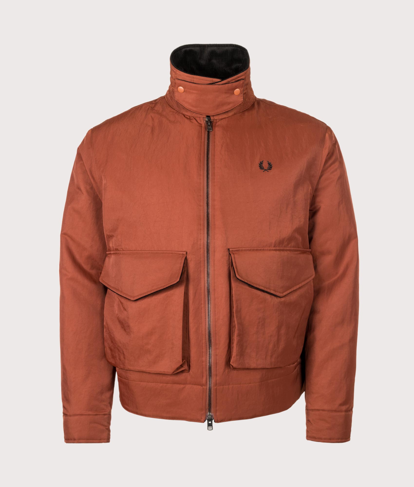 Fred Perry Regular Fit Nylon Caban Jacket in Brandy at EQVVS Menswear. Front shot.