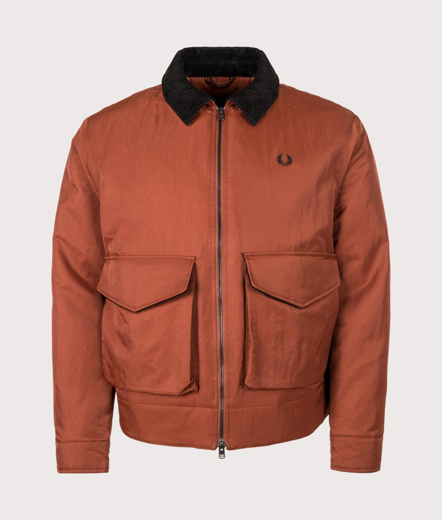 Fred Perry Regular Fit Nylon Caban Jacket in Brandy at EQVVS Menswear. Front shot.