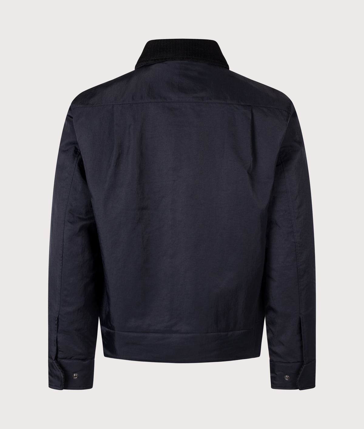 Fred Perry Regular Fit Nylon Caban Jacket in Navy at EQVVS Menswear. Back shot.