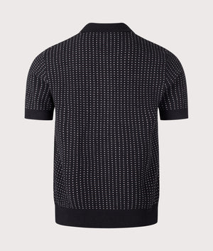 Reg Fit Bouclé Dot Knitted Polo Shirt in Black | Fred Perry | EQVVS