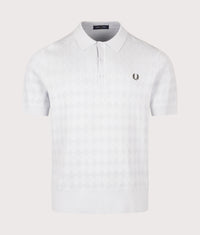 Regular Fit Pointelle Knitted Polo Shirt: 28A Dusky Blue 