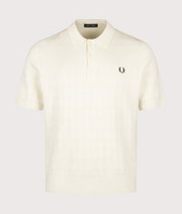 Regular Fit Pointelle Knitted Polo Shirt: 560 Ecru 