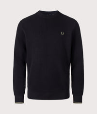 Regular Fit Waffle Stitch Jumper: 198 Black 