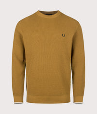 Regular Fit Waffle Stitch Jumper: 644 Dark Caramel 