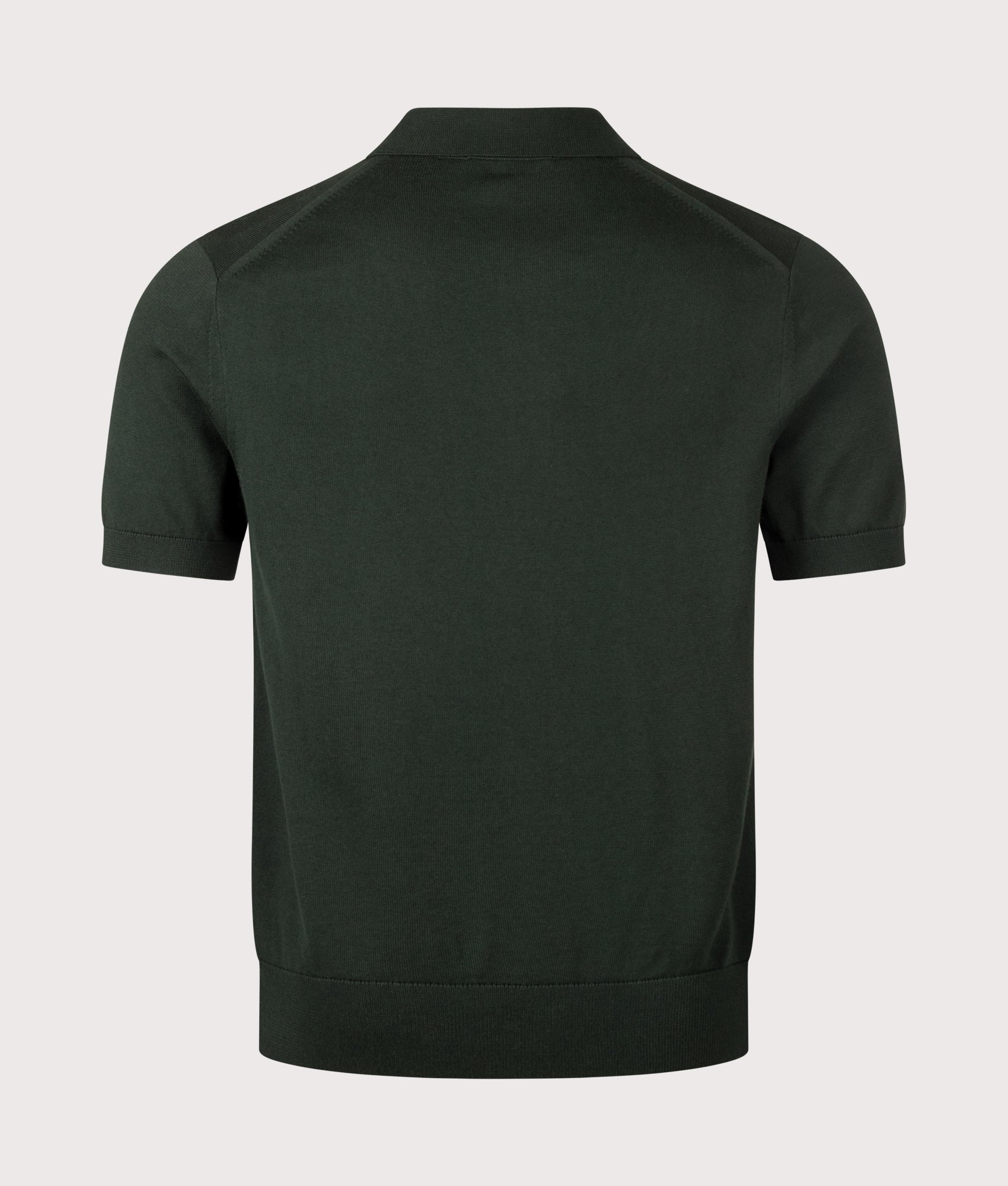 Fred Perry Long Staple Cotton Knitted Polo Shirt in Night Green at EQVVS Menswear. Back shot.