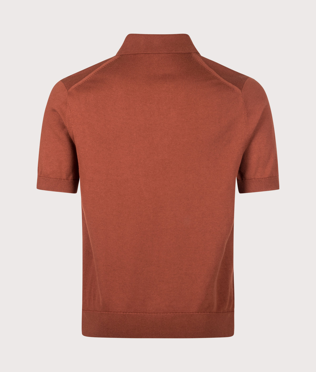 Fred Perry Regular Fit Supima Cotton Knitted Polo Shirt in Brandy at EQVVS Menswear. Back shot.