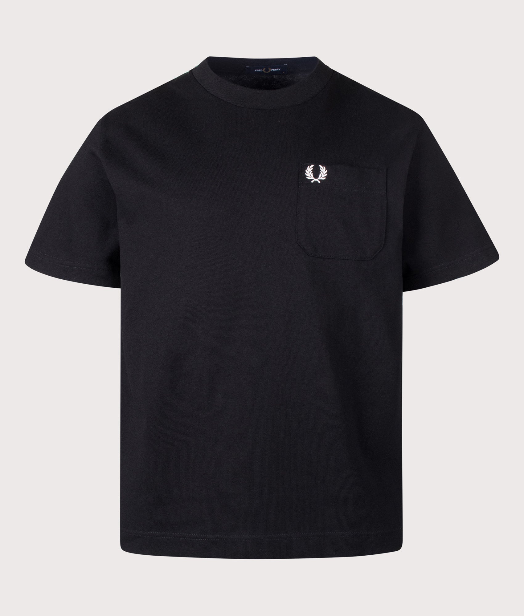 Fred Perry Relaxed Fit T-Shirt in Black at EQVVS Menswear. Front shot.