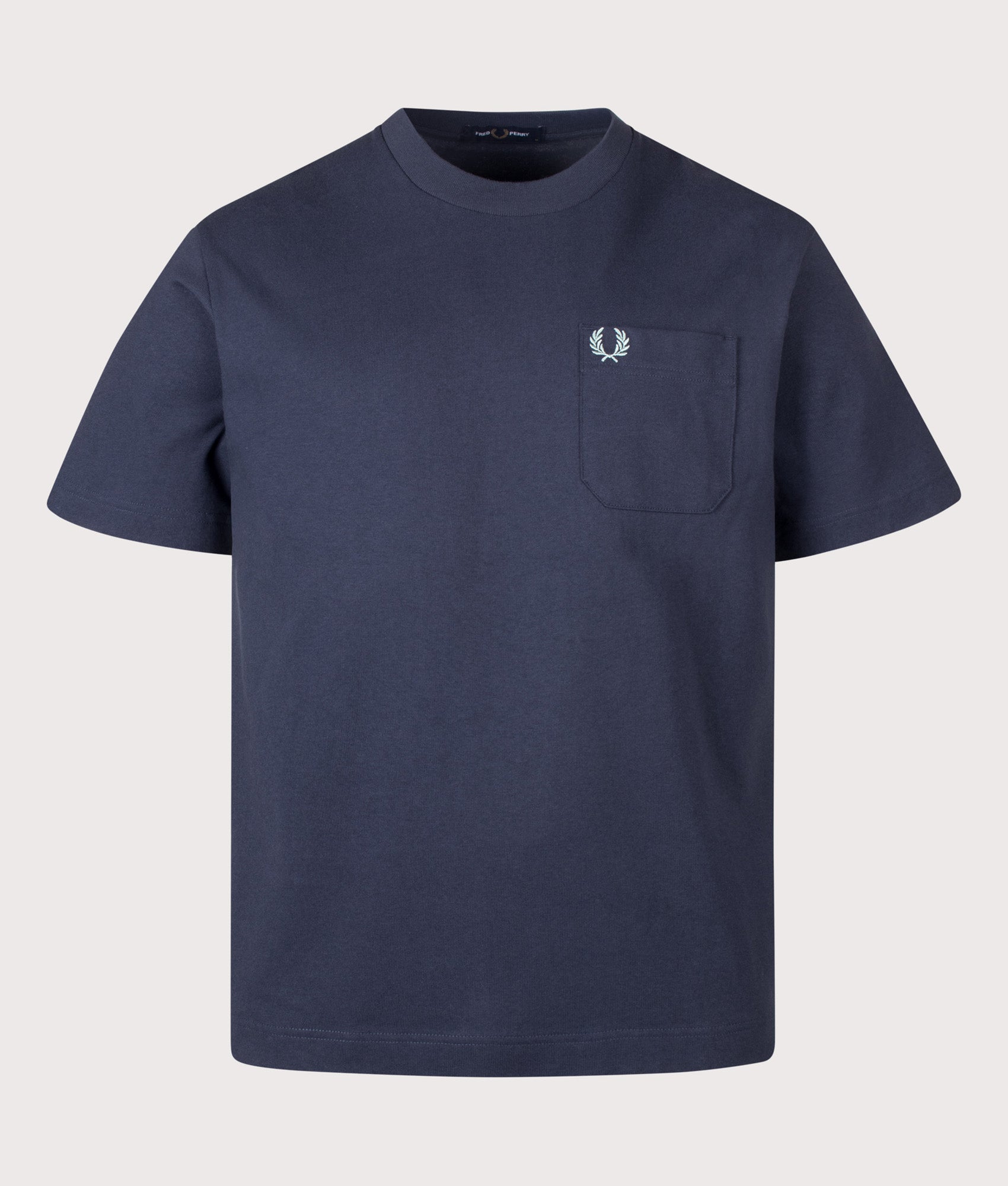 Fred Perry Relaxed Fit T-Shirt in Dark Airforce at EQVVS Menswear. Front shot.