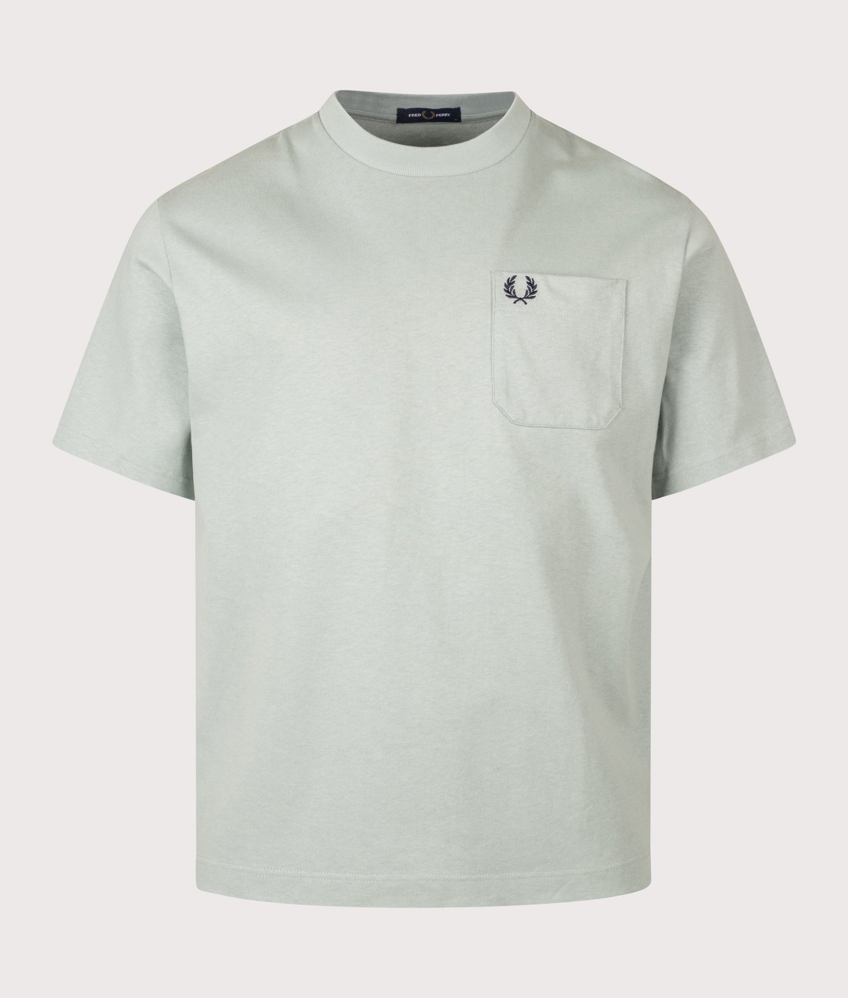 Fred Perry Relaxed Fit T-Shirt in Silver Blue at EQVVS Menswear. Front shot.