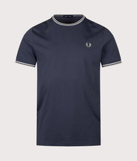 Regular Fit Twin Tipped T-Shirt: 72C Dark Airforce/Ecru/Seagrass 