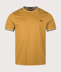 Regular Fit Twin Tipped T-Shirt: 80C Dark Caramel/Dusky Blue/Night Green 