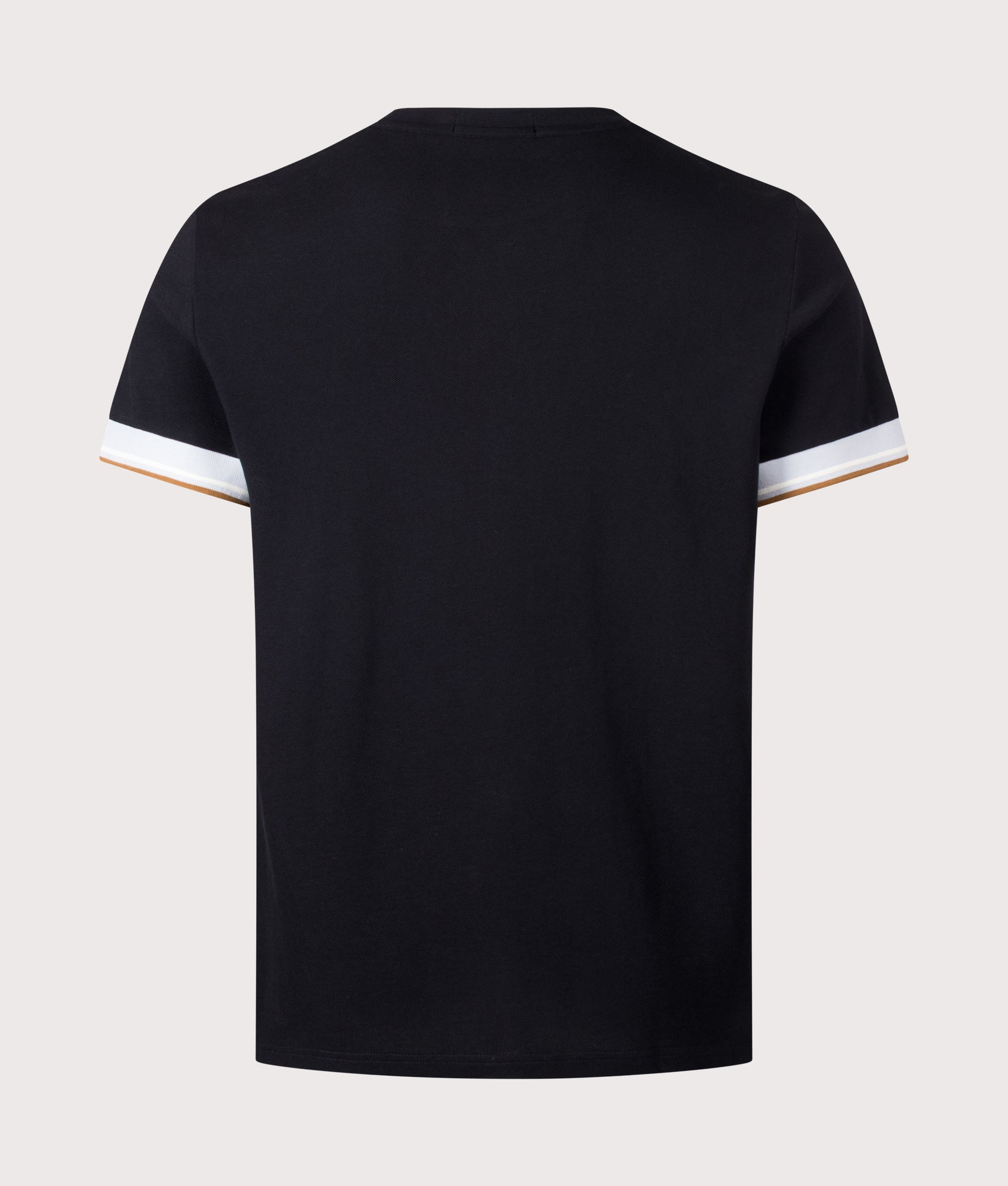 Fred Perry Regular Fit Twin Tipped Cuff T-Shirt in Black at EQVVS Menswear. Back shot.