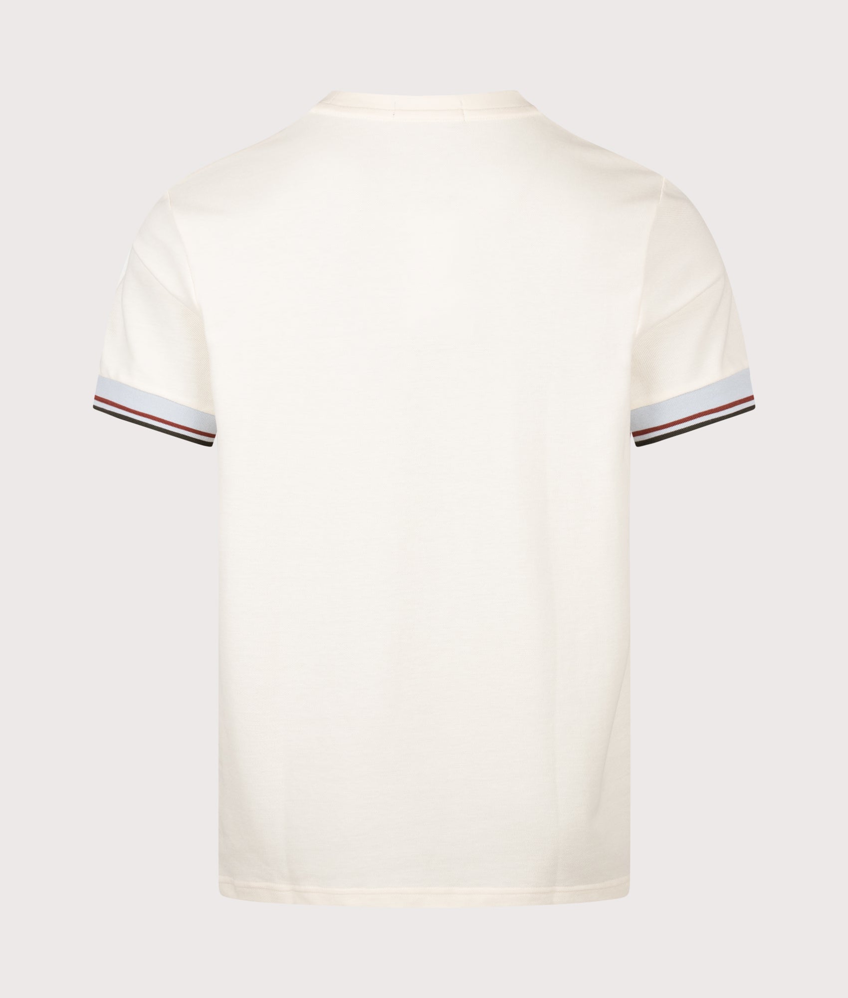 Fred Perry Regular Fit Twin Tipped Cuff T-Shirt in Ecru at EQVVS Menswear. Back shot.