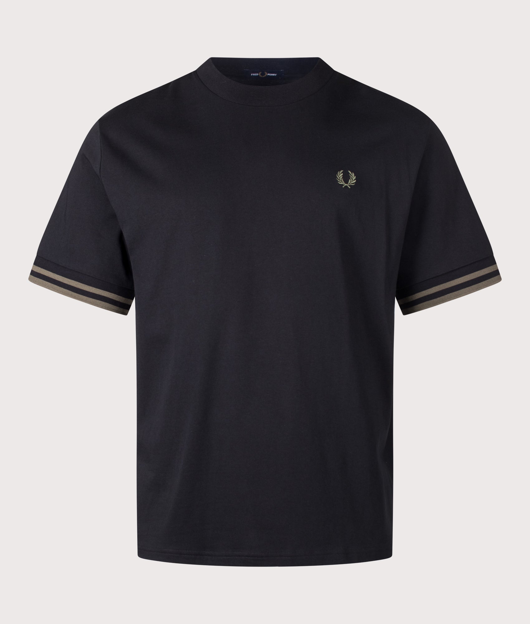 Fred Perry Relaxed Fit Bold Tipped T-Shirt in Black at EQVVS Menswear. Front shot.