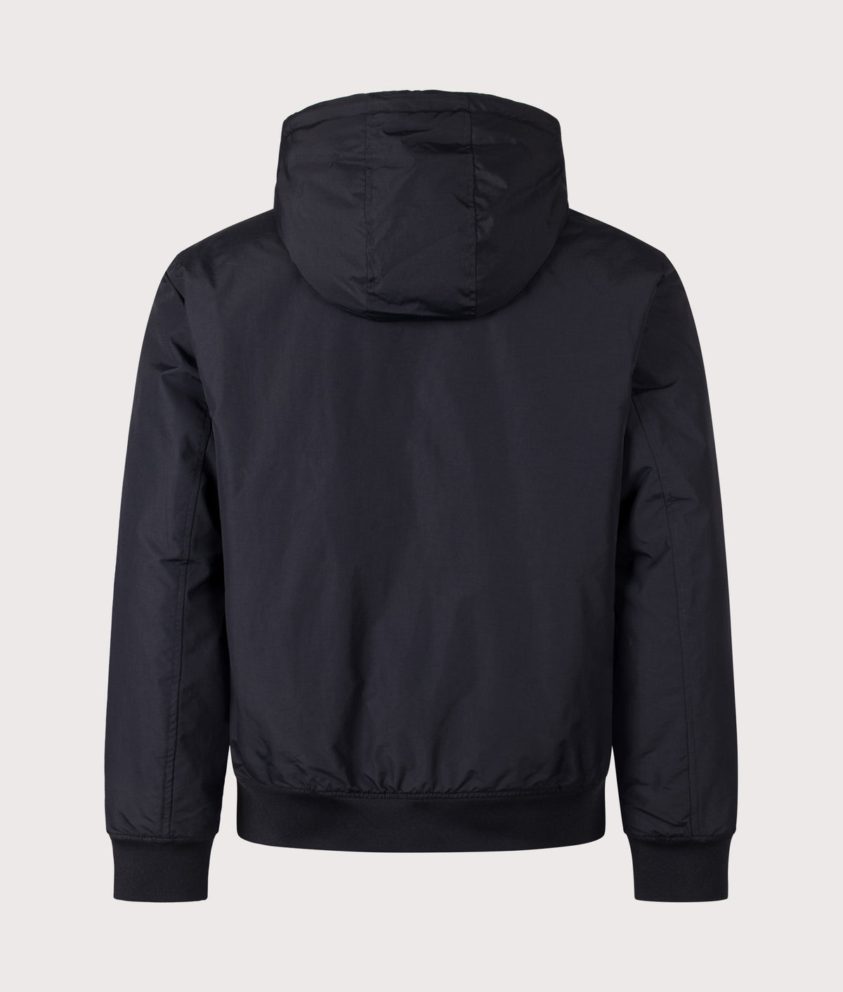 Fred Perry Regular Fit Hooded Brentham Jacket in Black at EQVVS Menswear. Back shot.