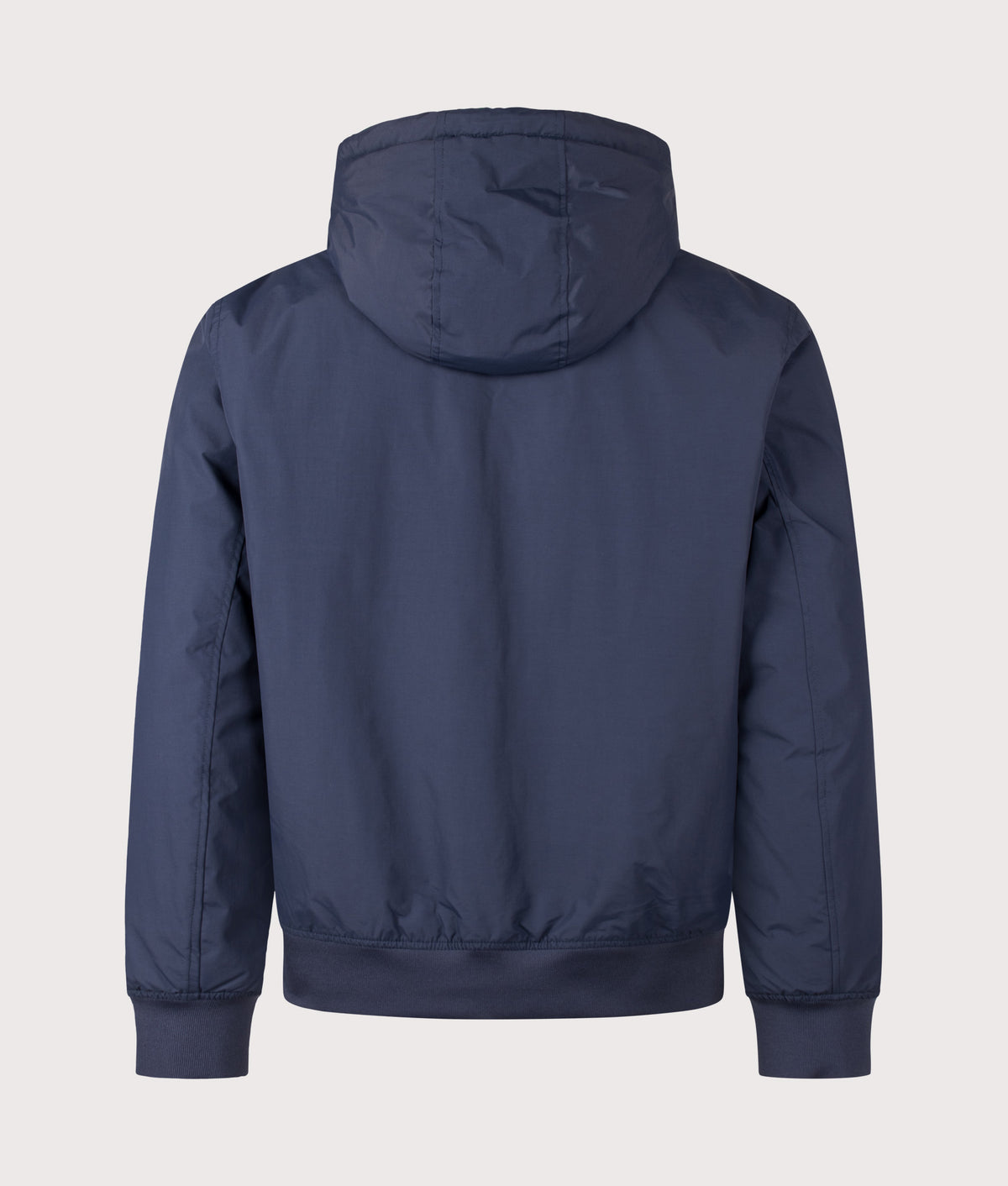 Fred Perry Regular Fit Hooded Brentham Jacket in Dark Airforce at EQVVS Menswear. Back shot.