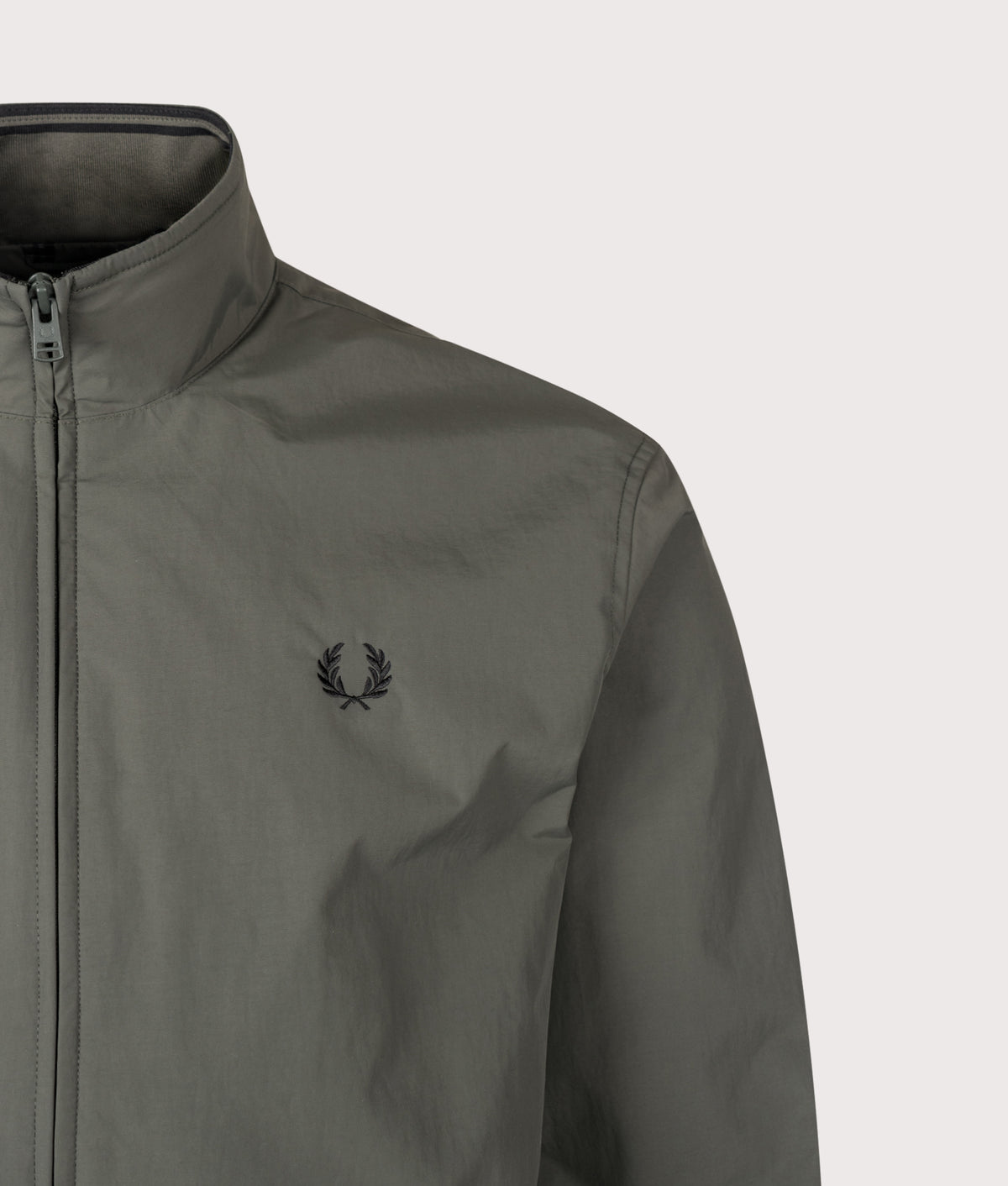 Fred Perry Regular Fit Brentham Jacket in Field Green at EQVVS Menswear. Detail shot.