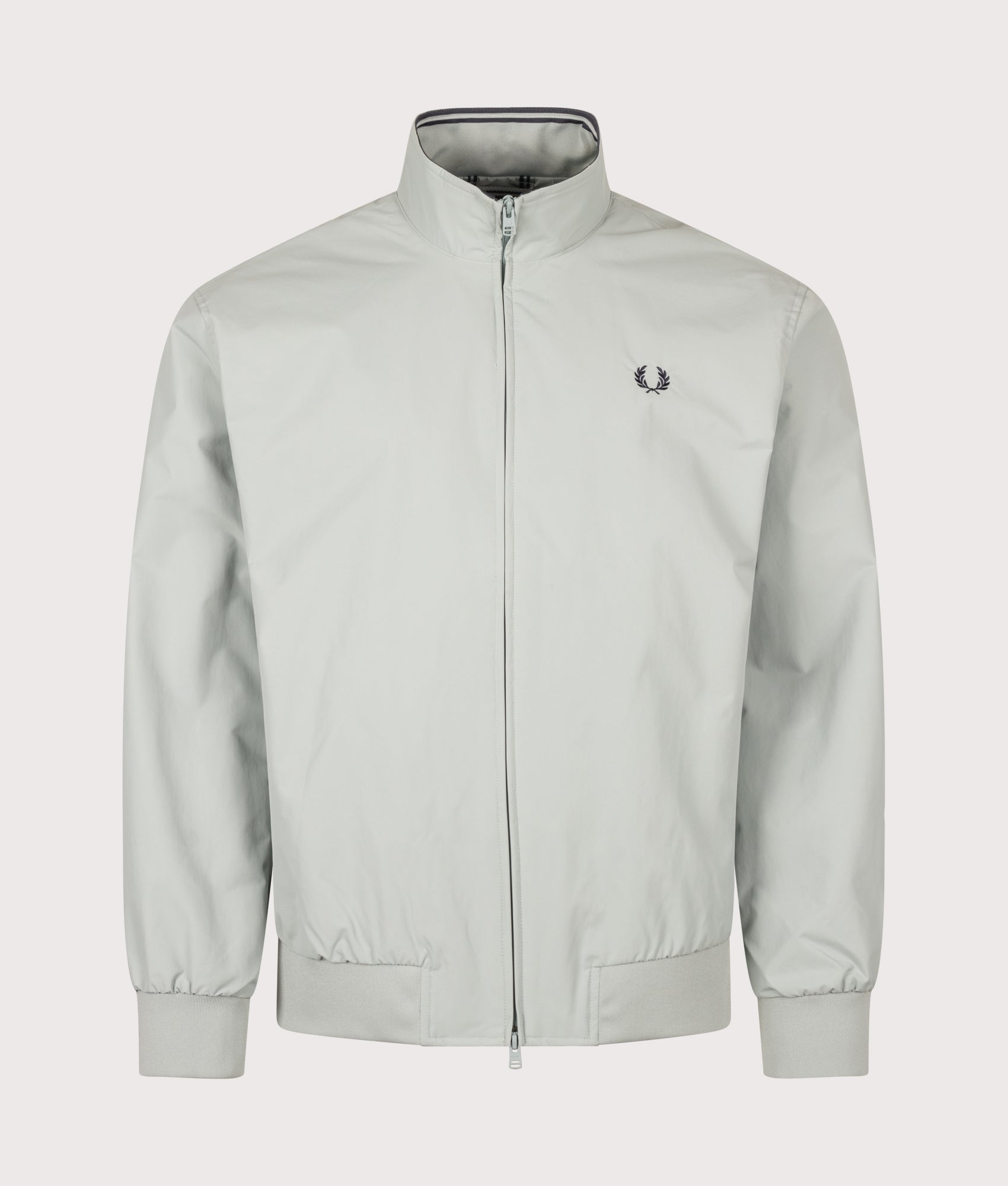 Fred Perry Regular Fit Brentham Jacket in Silver Blue at EQVVS Menswear. Front shot.