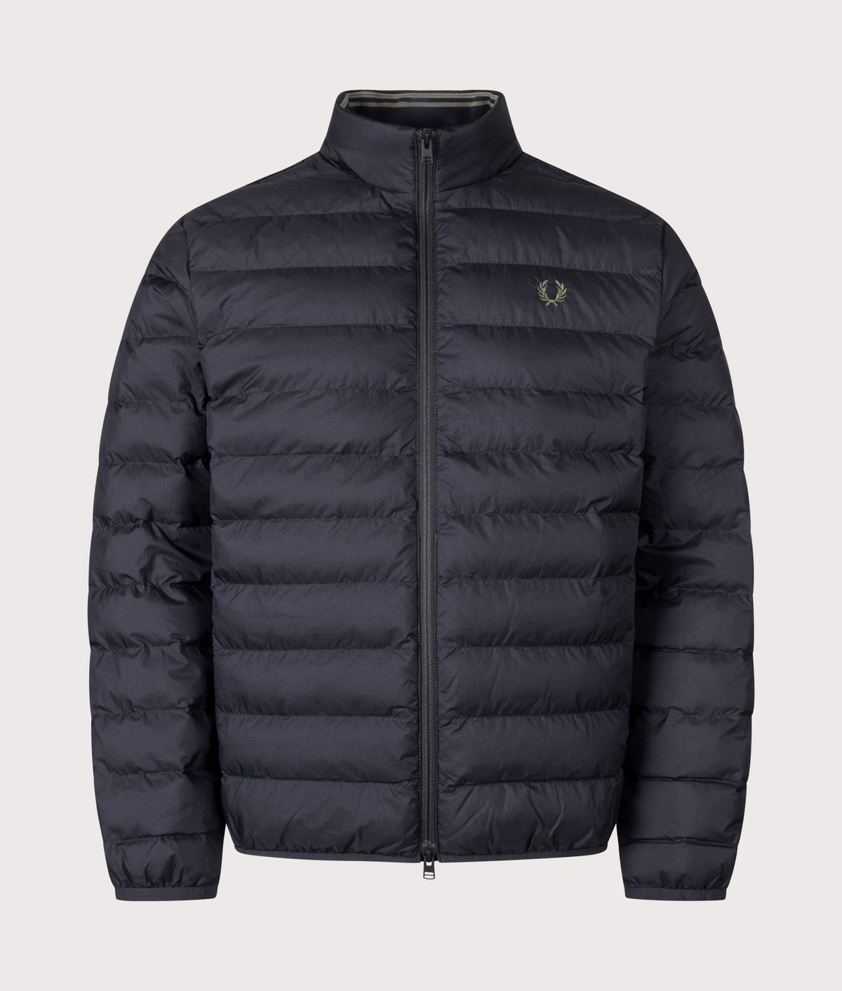 Fred Perry Regular Fit Insulated Jacket in Black at EQVVS Menswear. Front shot.