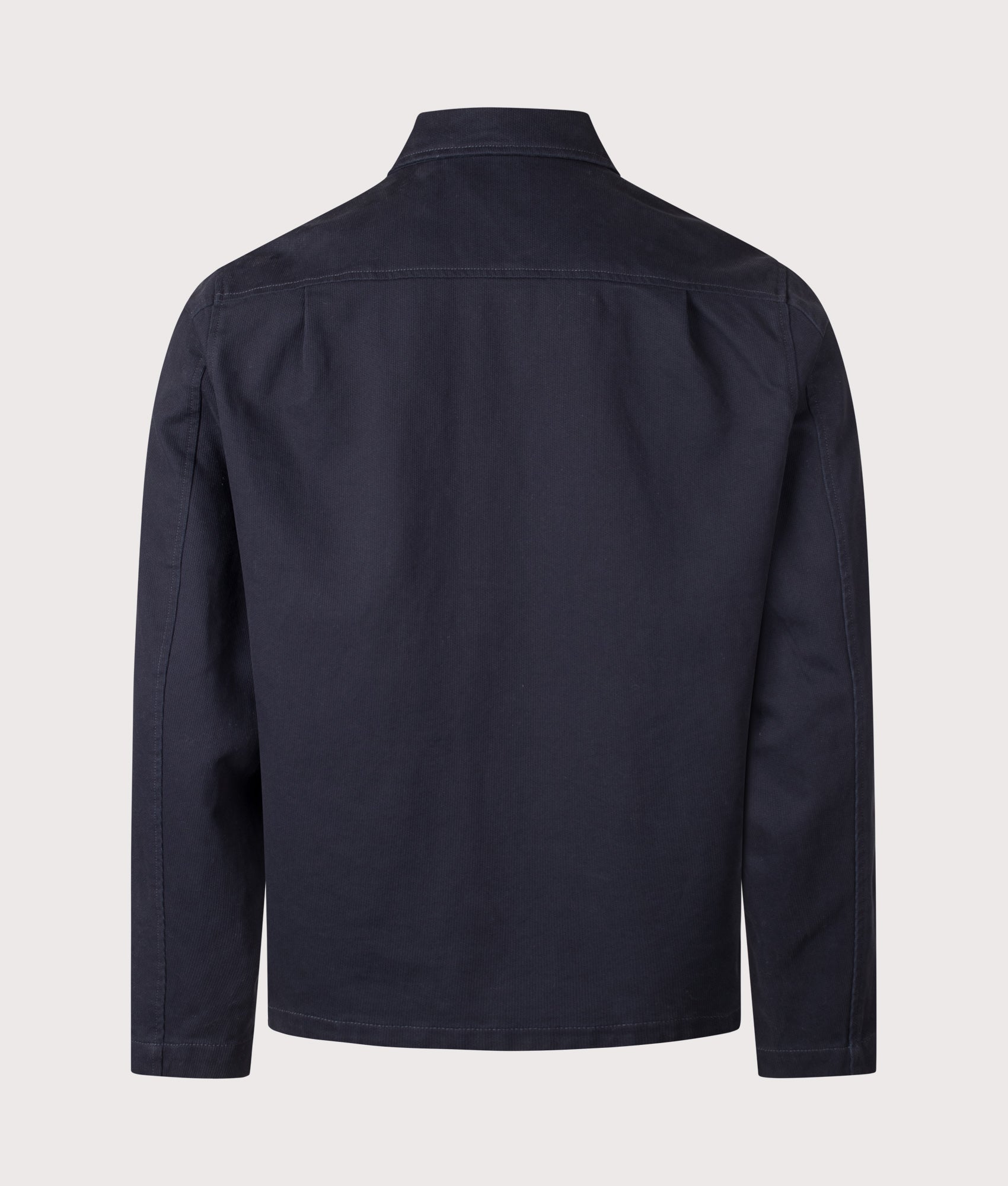 Fred Perry Regular Fit Bedford Cord Overshirt in Navy at EQVVS Menswear. Back shot.