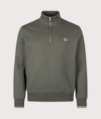 Regular Fit Quarter Zip Sweatshirt: U98 Field Green/Oatmeal 