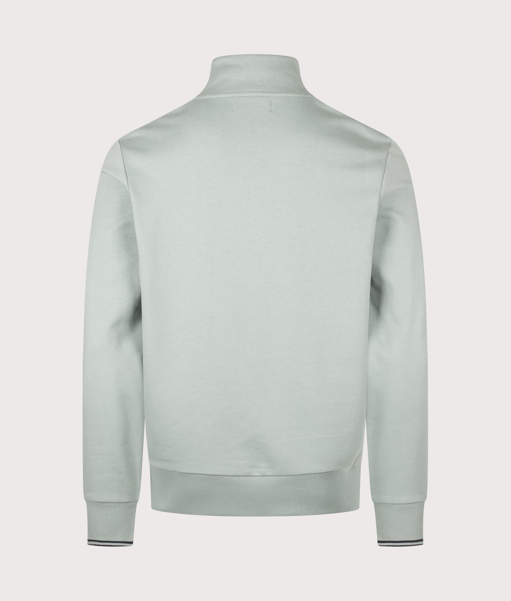 Fred Perry Regular Fit Quarter Zip Sweatshirt in Silver Blue and Dark Airforce at EQVVS Menswear. Back shot.